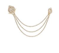 I Jewels 18K Eye Catching Stone Studded Indian Wedding Bollywood Three Chain Pin Brooch for Men Sherwani Suit Blazer Kurta Brooch (SM58), Freesize, Gold Plated