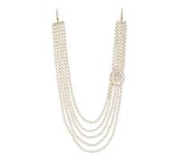 I Jewels 5 Layered Indian Wedding Bollywood Gold Plated Dulha Moti Mala with Kundan Maharaja Haar/Groom Necklace For Men (MLP57W)