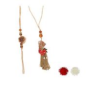 I Jewels Designer Bhaiya Bhabhi Hanging Lumba Rakhi Combo Set with Roli Chawal for Rakshabhandan, Free Size, Alloy, no gemstone