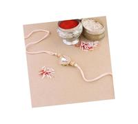 I Jewels Designer Meenakari Kundan Pearl Rakhi With Roli Chawal & Rakshabandhan Card For Brother/Bhai/Bro/Men (R101Pe)