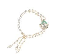 I Jewels Floral Shaped Kundan & Pearl Bracelet For Bhabhi/Sister, FS, Alloy, No Gemstone