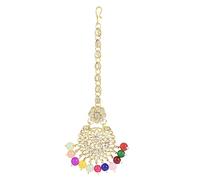 I Jewels Gold Plated Indian Wedding Bollywood Kundan Studded Pearl Maang Tikka/Headpiece for Women (T2501Mul)
