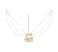 I Jewels Gold Plated Traditional Floral Kundan Pearl Matha Patti For Women, FS, No Gemstone