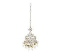I Jewels Gold Plated Traditional Kundan and Pearl Maang Tikka for Women (T3157), Free Size, Alloy, No Gemstone