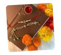 I Jewels Indian Festival Designer Bhaiya Bhabhi Hanging Lumba Rakhi Combo Set for Rakshabhandan Special (R022-CO)