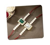 I Jewels Indian Festival Designer Kundan Pearl Combo Set of 2 Rakhi For Brother/Men/Bhaiya/Bro/Bhai, One Size, Stone, no gemstone