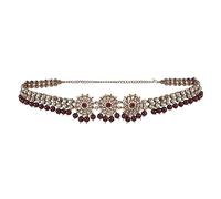 I Jewels Kandora Belt for Women Gold Plated Traditional Ethnic Floral Kundan and Stone Trim Adjustable Pearl Camarband Belly Chain Kandora Waiting Belt, Free Size, stone bead, No Gemstone