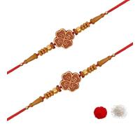 I Jewels OM Rakhi With Roli Chawal & Rakshabandhan Card for Bro/Brother (R225-2) (Set of 2), FS, No Gemstone