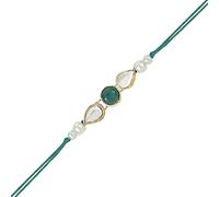 I Jewels RakshaBandhan Designer Handcrafted Pearl & Kundan Bhaiya Rakhi for Brother/Bro/Men (R097-100), One Size, Stone