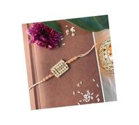 I Jewels Rakshabhandan Special Designer Kundan & Pearl Studded Rakhi for Brother/Men (R069Pe)