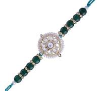 I Jewels Rakshabhandan Special Designer Kundan & Pearl Studded Rakhi for Brother/Men (R070G)