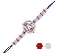 I Jewels Rakshabhandan Special Designer Kundan & Pearl Studded Rakhi for Brother/Men (R072Pi)
