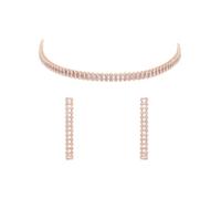 I Jewels Rose Gold Plated Cubic Zirconia American Diamond Necklace & Earrings Jewellery Set for Women (AD0041RG)