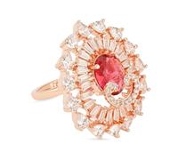 I Jewels Rose Gold Plated Indian Wedding Bollywood CZ American Diamond Stylish Floral Dazzling Adjustable Brass Finger Ring (FL246Q), Cubic Zirconia, Gemless
