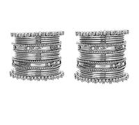 I Jewels Silver Oxidized Indian Wedding Bollywood Bangle Set For Women (ADB159S) (Pack of 2), 2.4, Silver, no gemstone