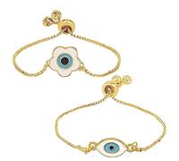 I Jewels Stylish Gold Plated Indian Wedding Bollywood Adjustable Evil Eye Combo Bracelet For Women (ADB481-78) (Pack of 2)