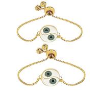 I Jewels Stylish Gold Plated Indian Wedding Bollywood Adjustable Evil Eye Combo Bracelet For Women (ADB477FL-2) (Pack of 2)