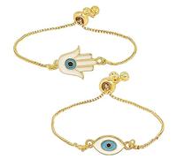 I Jewels Stylish Gold Plated Indian Wedding Bollywood Adjustable Evil Eye Combo Bracelet For Women (ADB478-79) (Pack of 2)