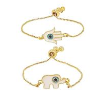 I Jewels Stylish Gold Plated Indian Wedding Bollywood Adjustable Evil Eye Combo Bracelet For Women (ADB479-82) (Pack of 2)