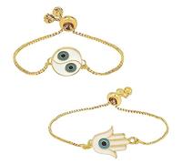 I Jewels Stylish Gold Plated Indian Wedding Bollywood Adjustable Evil Eye Combo Bracelet For Women (ADB477-79) (Pack of 2)
