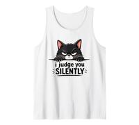 “I Judge You Silently” - Sarcastic Black Cat Tank Top