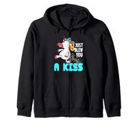 I Just Blew You A Rainbow Kiss Funny Unicorn Joke Zip Hoodie