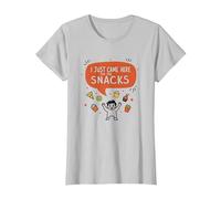 I Just Came Here for The Snacks Funny Food Lover T-Shirt, Women, Silver, XL