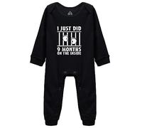 I Just Did 9 Months On The Inside Baby Infant Bodysuit Black Long Sleeve Rompers 0-3 Months