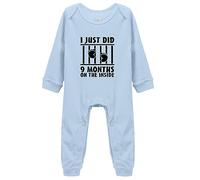 I Just Did 9 Months On The Inside Baby Infant Bodysuit Blue Long Sleeve Rompers 0-3 Months