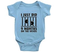 I Just Did 9 Months On The Inside Baby Infant Bodysuit Blue Short Sleeve 0-3 Months