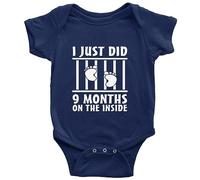 I Just Did 9 Months On The Inside Baby Infant Bodysuit Navy Short Sleeve 0-3 Months