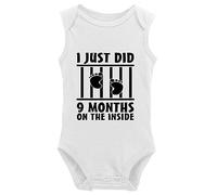 I Just Did 9 Months On The Inside Baby Infant Bodysuit White Sleeveless 6-9 Months
