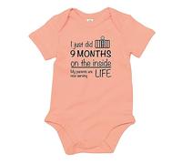I Just Did 9 Months On The Inside Boy, Funny Cute Baby Gifts, Newborn Clothes, Baby Grow, Bodysuit, DUSTY ROSE, 0-3 MONTHS
