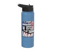 I Just Dropped a Load Big-Rig Trucker Father's Day USA Flag Stainless Steel Insulated Water Bottle
