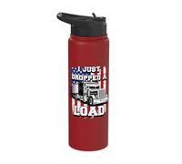 I Just Dropped a Load Big-Rig Trucker Father's Day USA Flag Stainless Steel Insulated Water Bottle