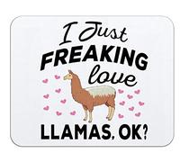 I Just Freaking Love Llamas OK Cute Cartoon Llama Mousepad 9.4"x7.9" Non-Slip Rubber Base Square Mouse Pads for Computers Laptop Office Home Dorm Desk Decor,Gifts for Llama Lovers