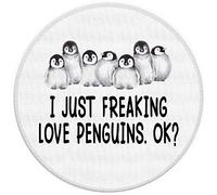 I Just Freaking Love Penguins OK Small Mouse Pad,Washable Round Cloth Mousepad for Office Laptop Computer,Non-Slip Rubber Base Mouse Pads for Wireless Mouse,Penguin Lovers Girls Gift