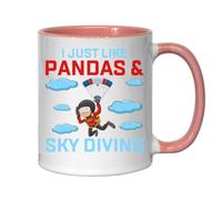 I Just Like Pandas and Sky Diving Ceramic Tea Coffee Mug Pink