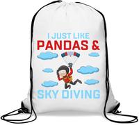 I Just Like Pandas And Sky Diving Gym Sack Casual Drawstring Bag White