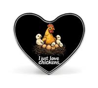 I Just Love Chickens Metal Badge Pins Heart Brooches | Lapel Pins for Shirt Backpack Jacket Hat Coat Bag Clothing Jewelry Accessories Gifts for Women Men
