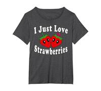 I Just Love Strawberries Funny Costume T-Shirt, Women's Plus, Dark Heather Grey, 1X