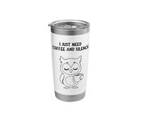 I Just Need Coffee and Silence - Morning Peace Owl Stainless Steel Insulated Tumbler