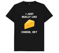 I Just Really Like Cheese Ok? Funny Cheese Lover Kids Womens Mens T Shirt 12-13 Black