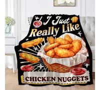 I Just Really Like Chicken Nuggets Blanket Soft Flannel Throws Cozy Lightweight Blankets for Couch Bed Sofa Practical Gift Unisex 40"x50"