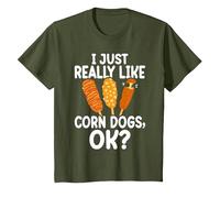 I Just Really Like Corn Dogs, Ok Love Corndogs T-Shirt, Youth, Olive Green, 4T