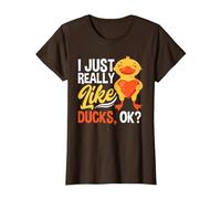 I Just Really Like Ducks Heart Sweet Duck T-Shirt, Women, Brown, X-Small
