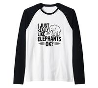 I Just Really Like Elephants Ok? Funny Animal Lover Raglan Baseball Tee