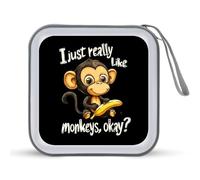 I Just Really Like Monkeys CD Case Portable Storage Bag Waterproof Holds 40 DVDs for Home Office Travel