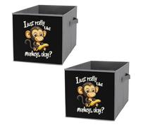 I Just Really Like Monkeys Cube Storage Bin Foldable Oxford Cloth Open Storage Basket with Handles for Closet Shelf