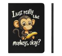 I Just Really Like Monkeys Funny Tablet Case Compatible with IPAD Pro 2020 （11in）/2020 （10.2in）/2020 AIR 4 （10.9in）/Pro 2021 （11in）/Air4/Air5 （10.9in） Personality Protective Cover with Pen Slot